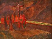 Jindrich Prucha Crucifixion oil painting on canvas